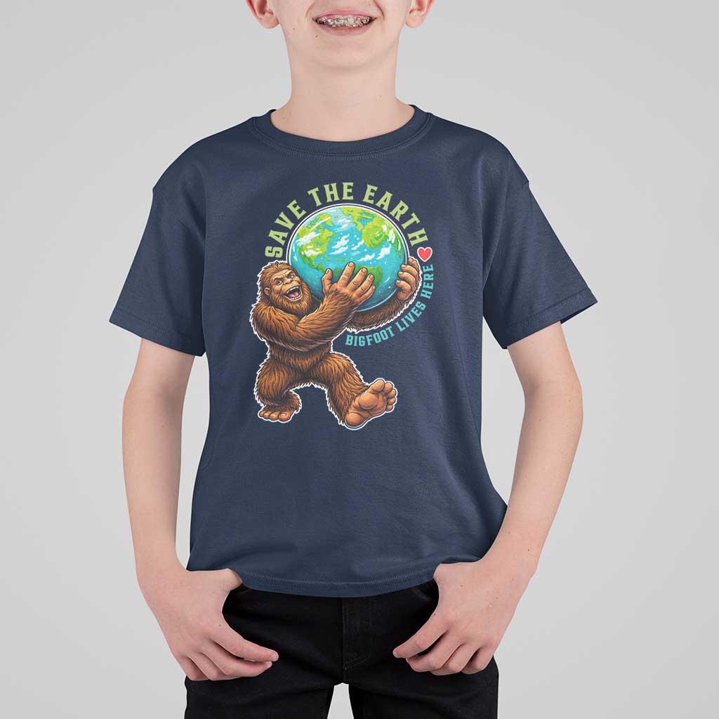 Earth Day T Shirt For Kid Save The Earth Bigfoot Lives Here