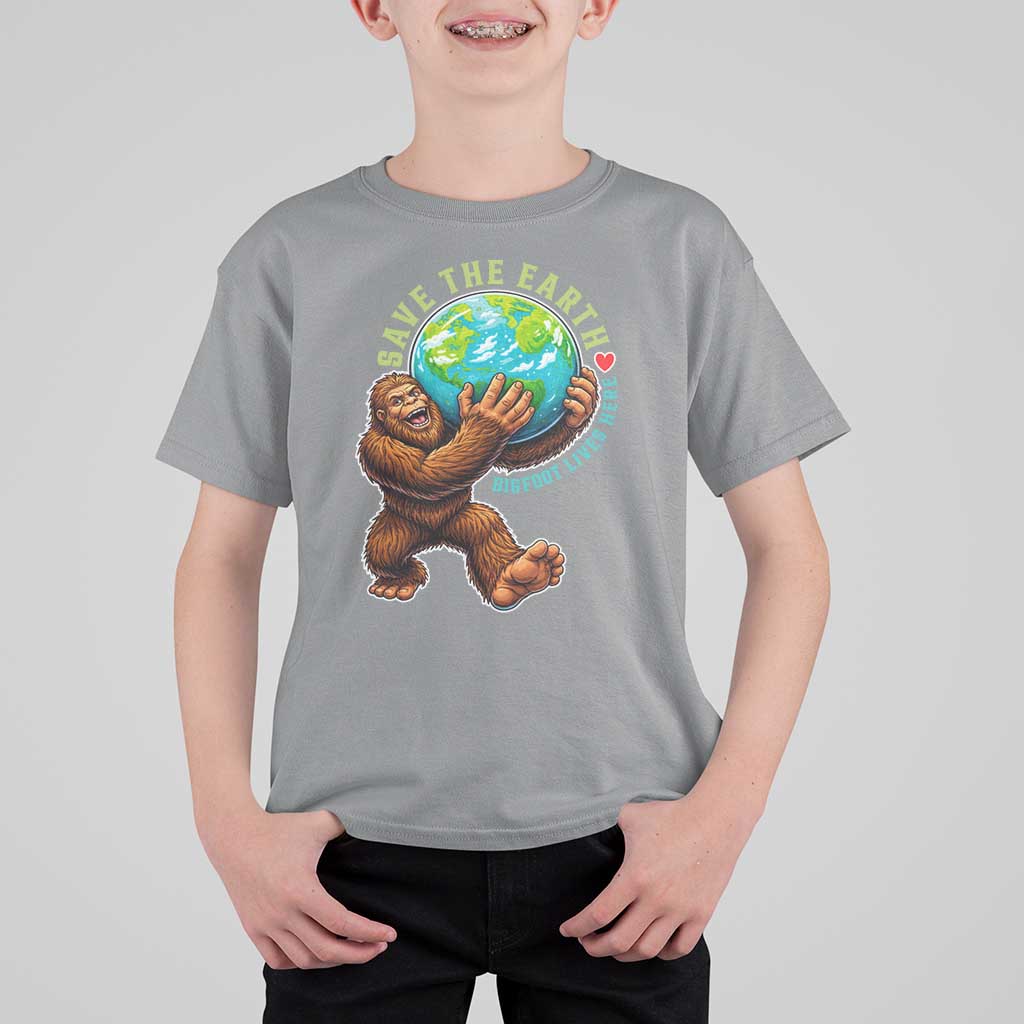 Earth Day T Shirt For Kid Save The Earth Bigfoot Lives Here