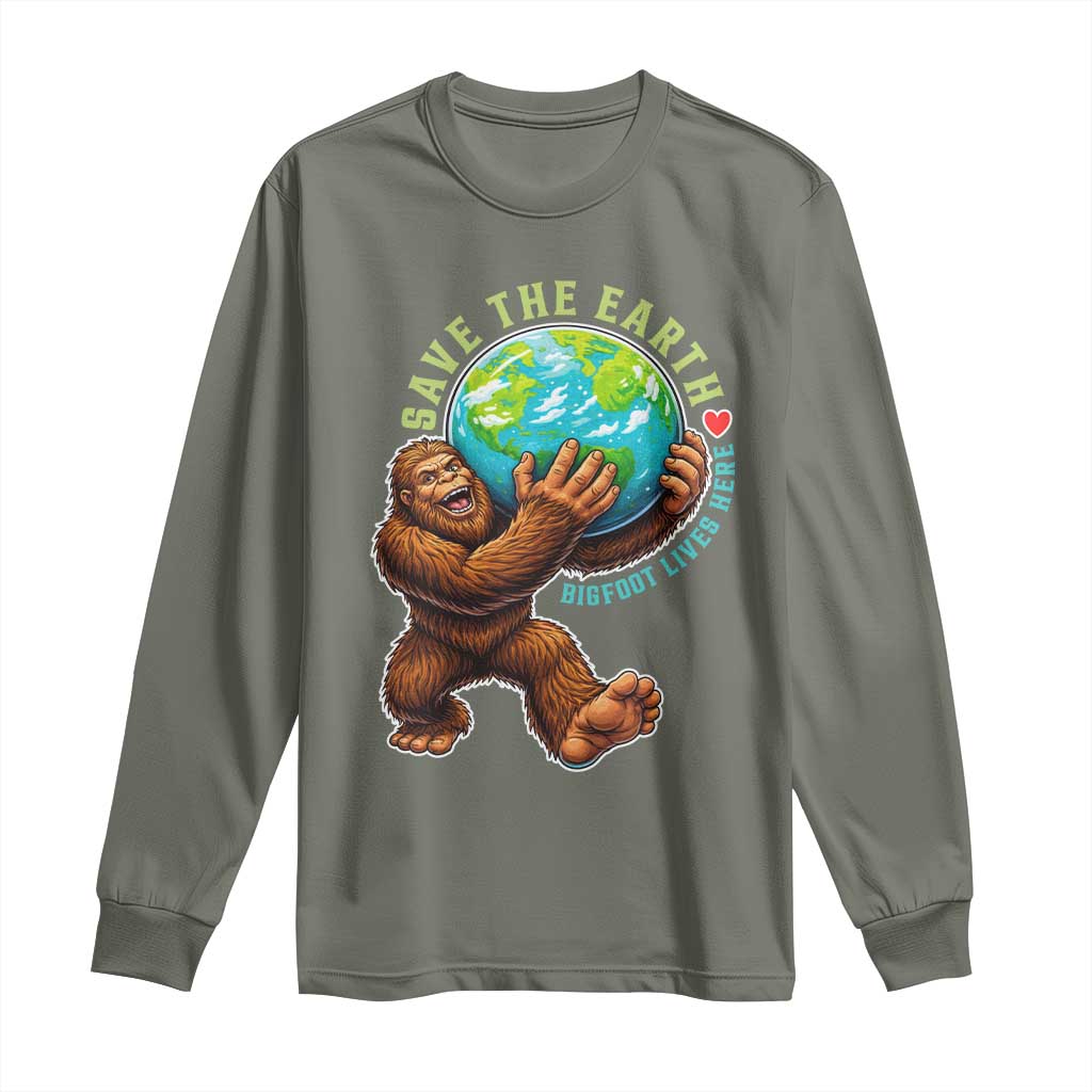 Earth Day Long Sleeve Shirt Save The Earth Bigfoot Lives Here