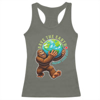 Earth Day Racerback Tank Top Save The Earth Bigfoot Lives Here