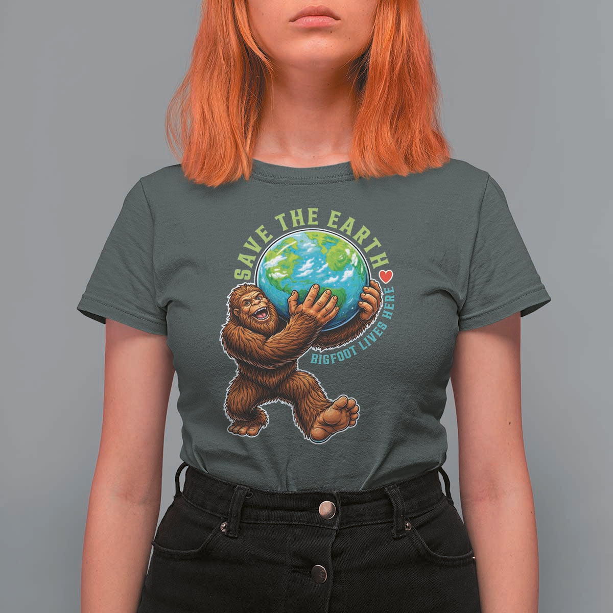 Earth Day T Shirt For Women Save The Earth Bigfoot Lives Here