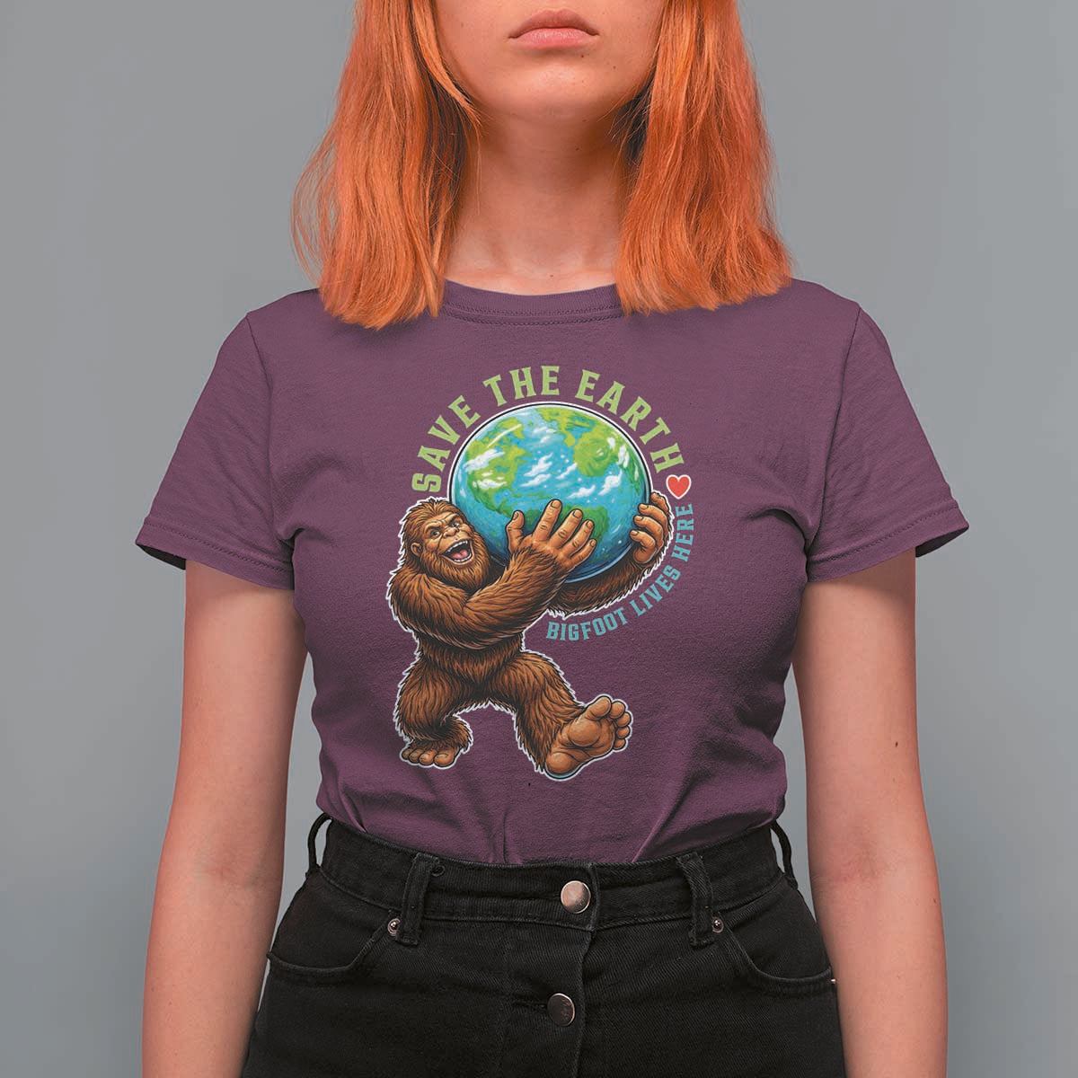 Earth Day T Shirt For Women Save The Earth Bigfoot Lives Here
