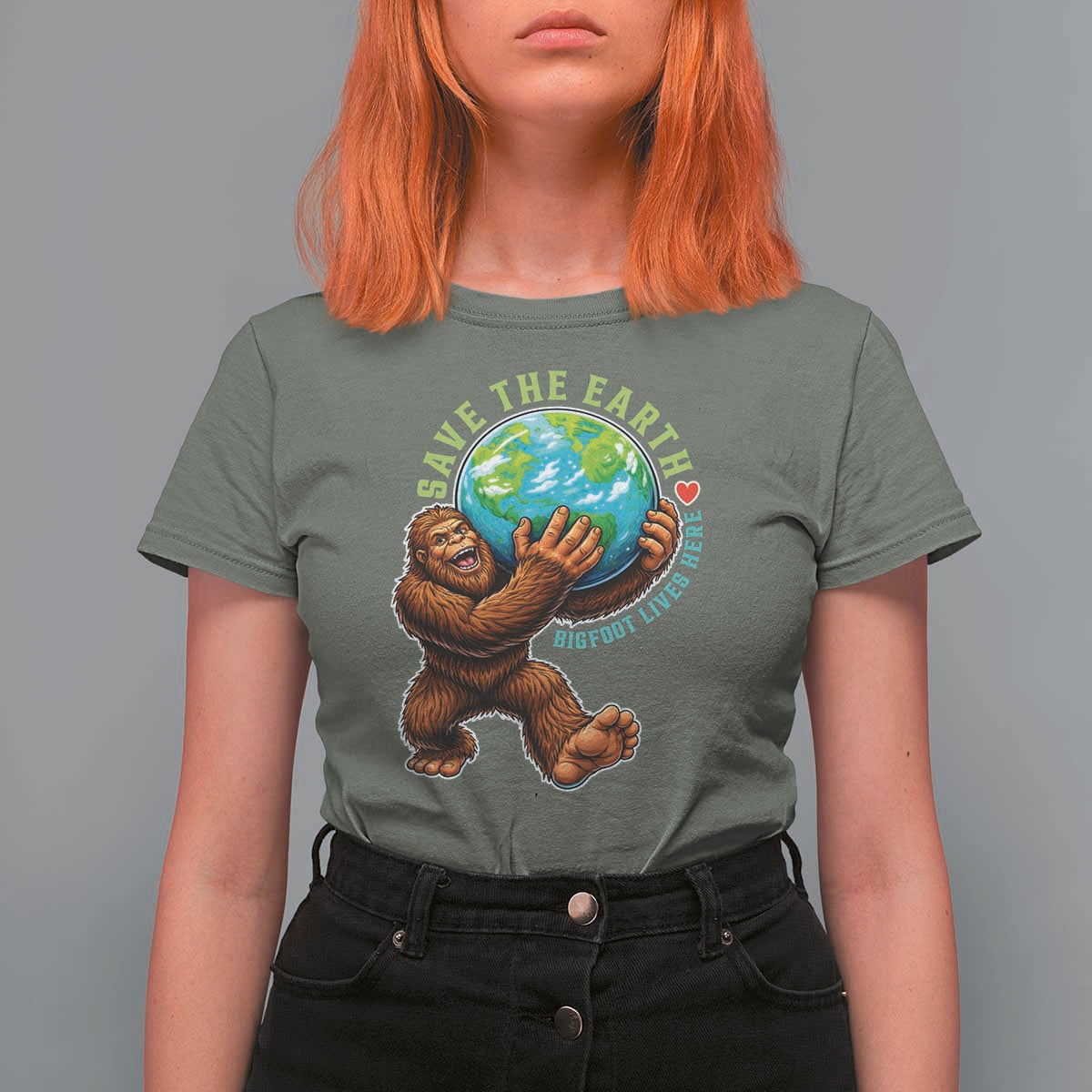 Earth Day T Shirt For Women Save The Earth Bigfoot Lives Here
