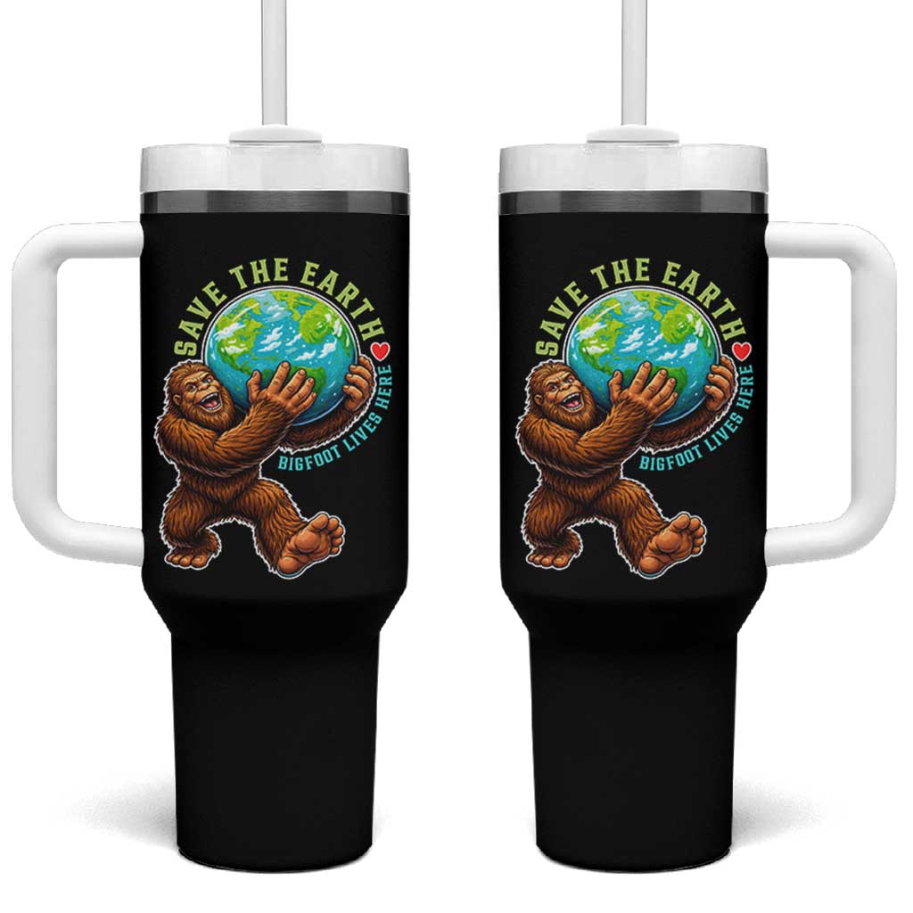 Earth Day Tumbler With Handle Save The Earth Bigfoot Lives Here