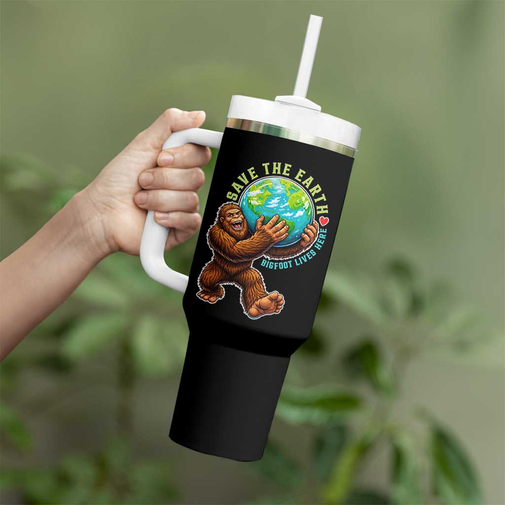 Earth Day Tumbler With Handle Save The Earth Bigfoot Lives Here