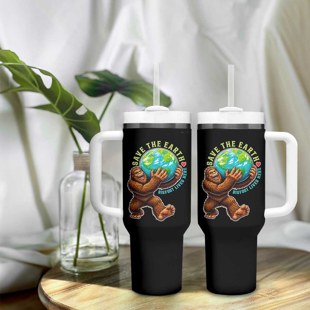 Earth Day Tumbler With Handle Save The Earth Bigfoot Lives Here