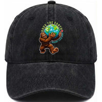 Earth Day Washed Cotton Baseball Cap Save The Earth Bigfoot Lives Here