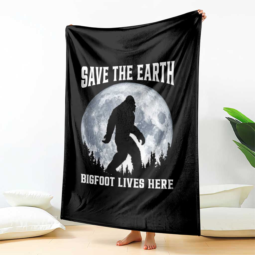 Save The Earth Bigfoot Lives Here Throw Blanket Earth Day Nature Lover