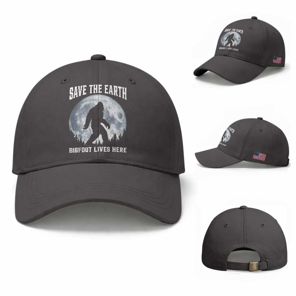 Save The Earth Bigfoot Lives Here Baseball Cap Earth Day Nature Lover