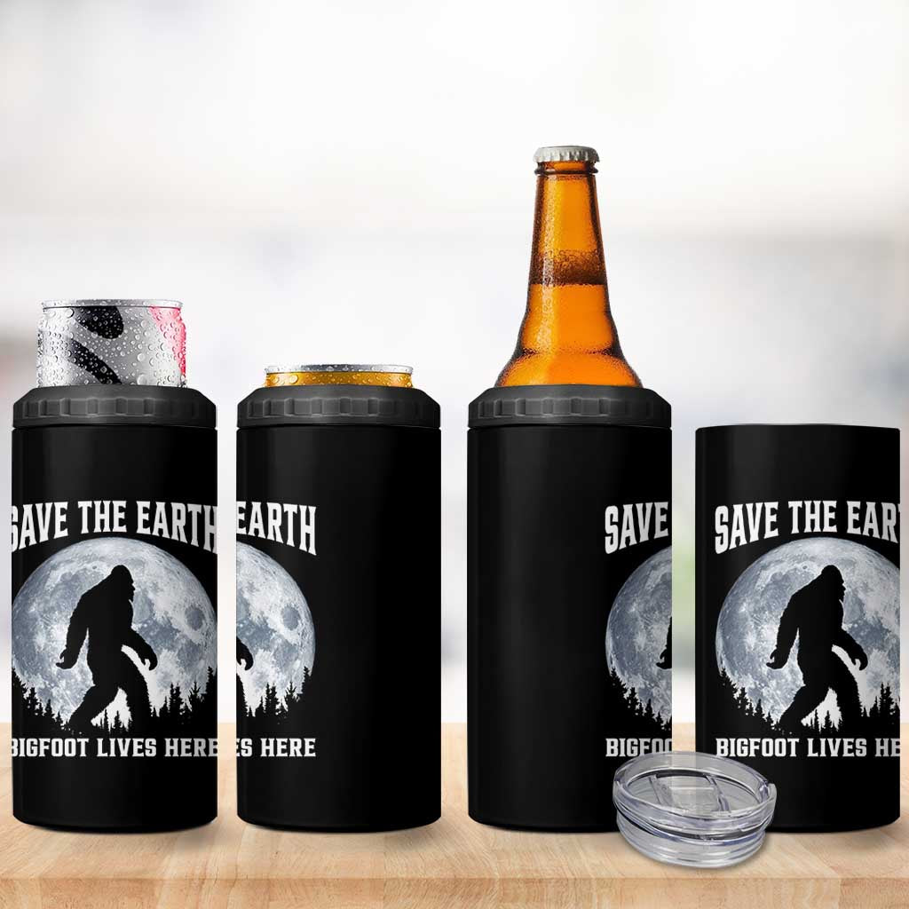 Save The Earth Bigfoot Lives Here 4 in 1 Can Cooler Tumbler Earth Day Nature Lover