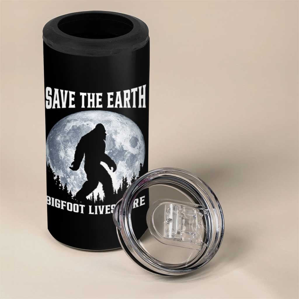 Save The Earth Bigfoot Lives Here 4 in 1 Can Cooler Tumbler Earth Day Nature Lover