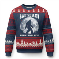 Save The Earth Bigfoot Lives Here Ugly Christmas Sweater Earth Day Nature Lover