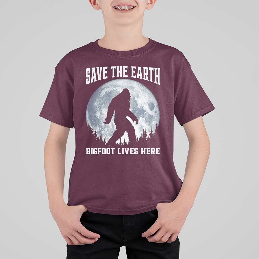 Save The Earth Bigfoot Lives Here T Shirt For Kid Earth Day Nature Lover