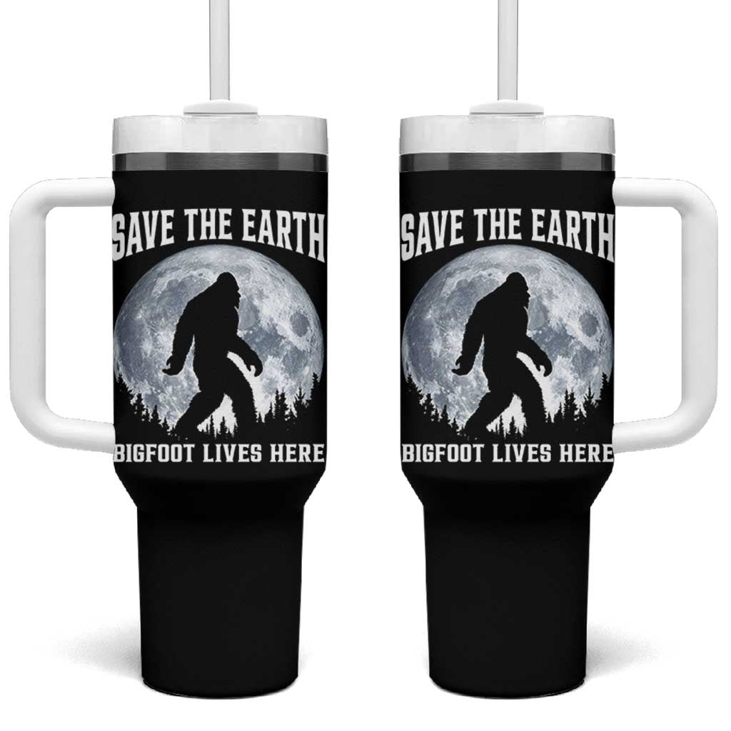 Save The Earth Bigfoot Lives Here Tumbler With Handle Earth Day Nature Lover