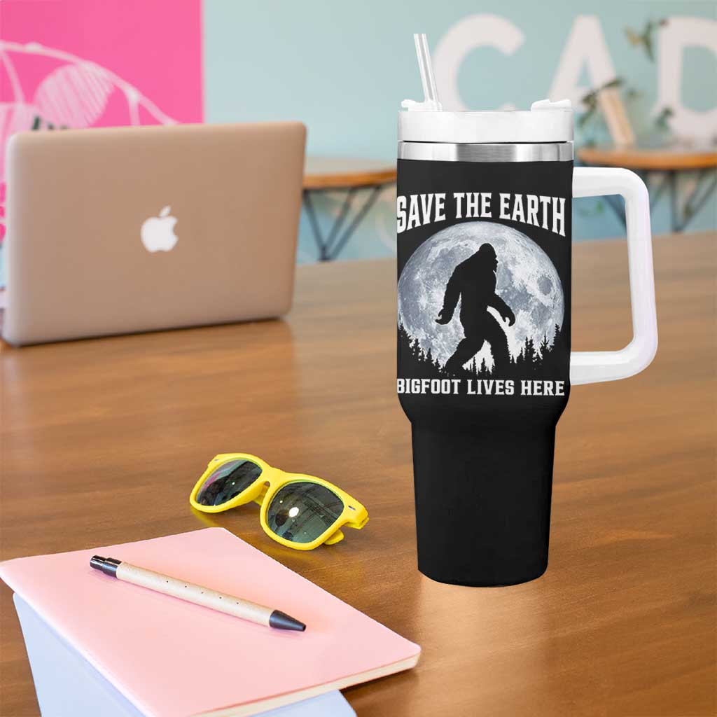 Save The Earth Bigfoot Lives Here Tumbler With Handle Earth Day Nature Lover