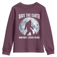 Save The Earth Bigfoot Lives Here Youth Sweatshirt Earth Day Nature Lover