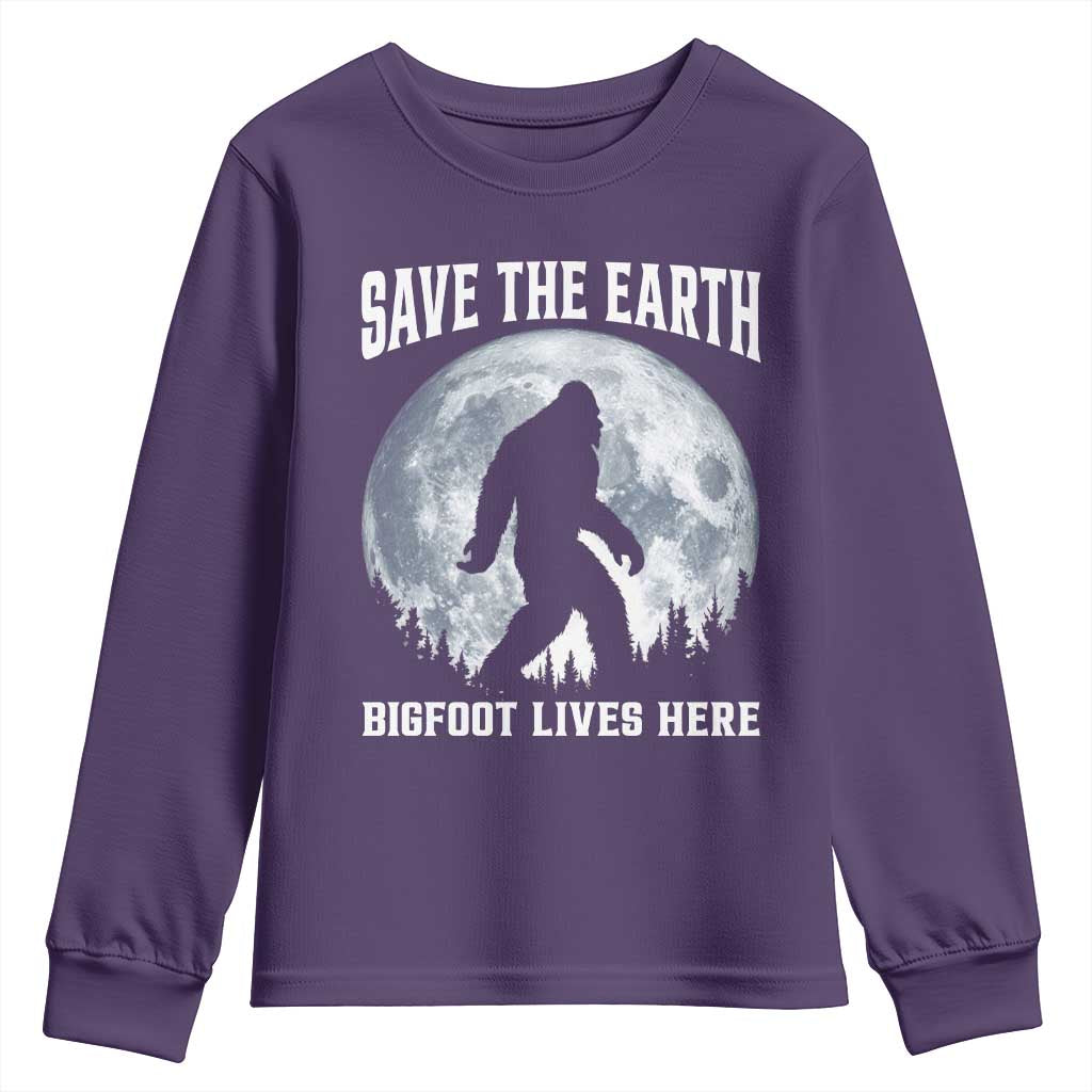 Save The Earth Bigfoot Lives Here Youth Sweatshirt Earth Day Nature Lover