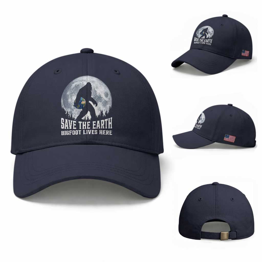 Save Our Planet Nature Lover Baseball Cap Bigfoot Lives Here