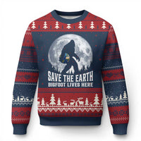 Save Our Planet Nature Lover Ugly Christmas Sweater Bigfoot Lives Here