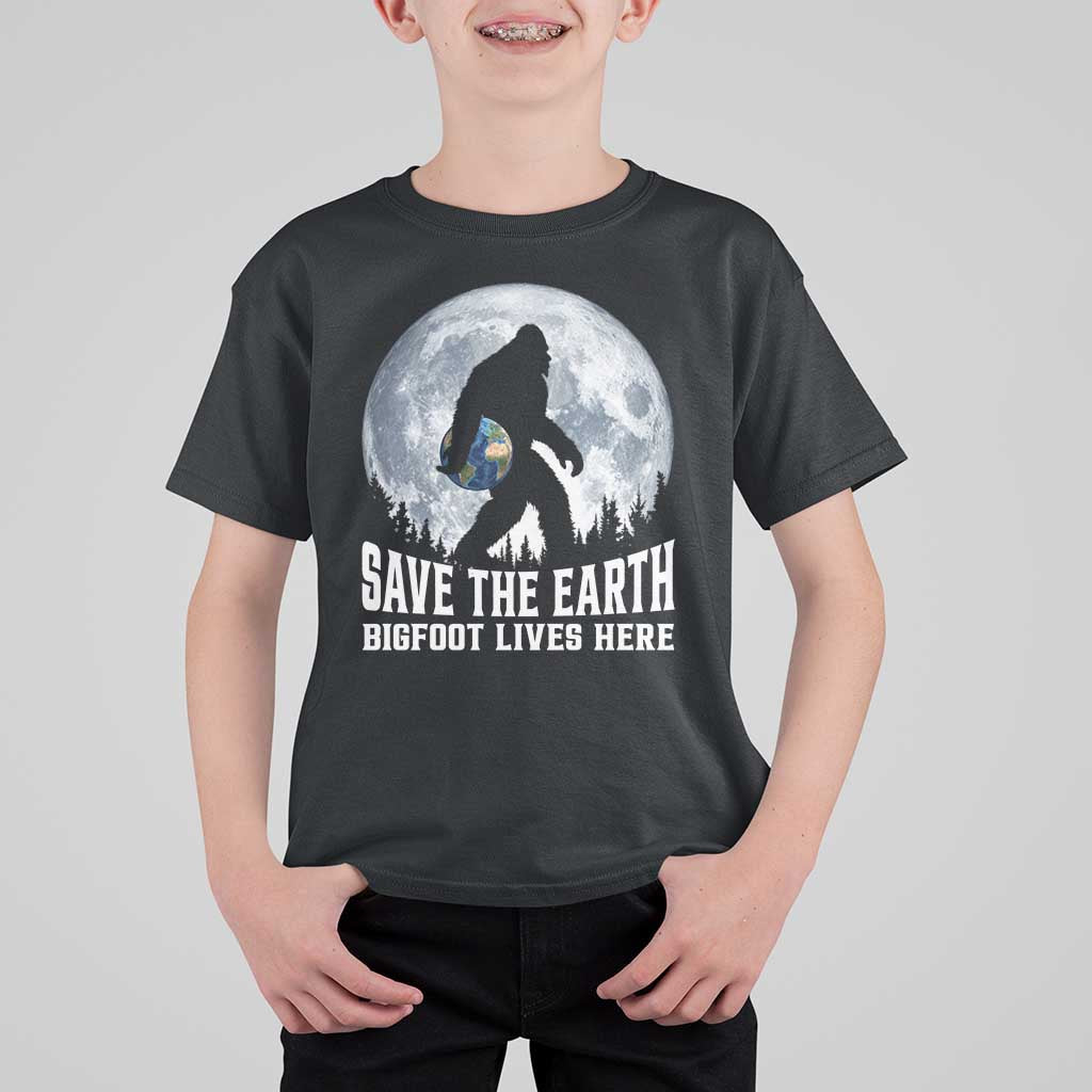 Save Our Planet Nature Lover T Shirt For Kid Bigfoot Lives Here