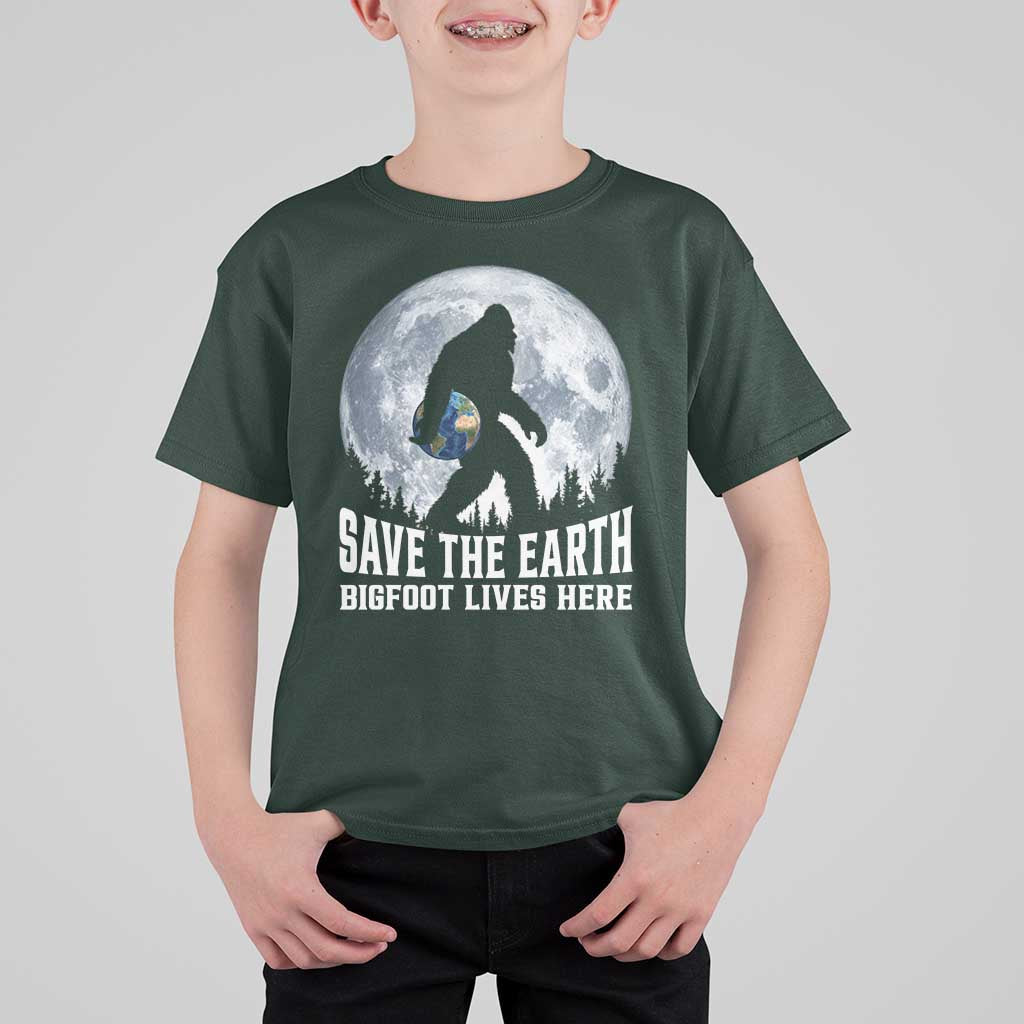 Save Our Planet Nature Lover T Shirt For Kid Bigfoot Lives Here