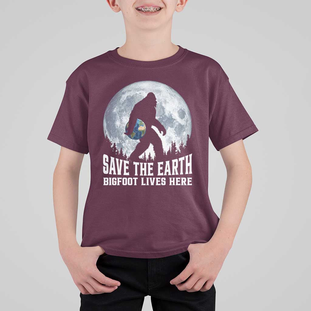 Save Our Planet Nature Lover T Shirt For Kid Bigfoot Lives Here