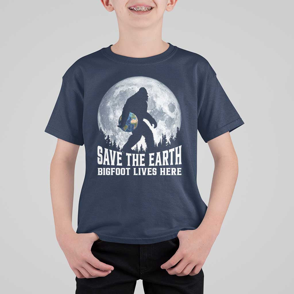 Save Our Planet Nature Lover T Shirt For Kid Bigfoot Lives Here