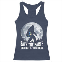 Save Our Planet Nature Lover Racerback Tank Top Bigfoot Lives Here