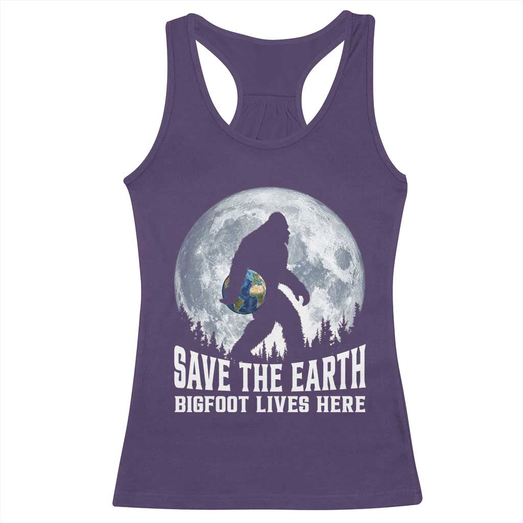 Save Our Planet Nature Lover Racerback Tank Top Bigfoot Lives Here