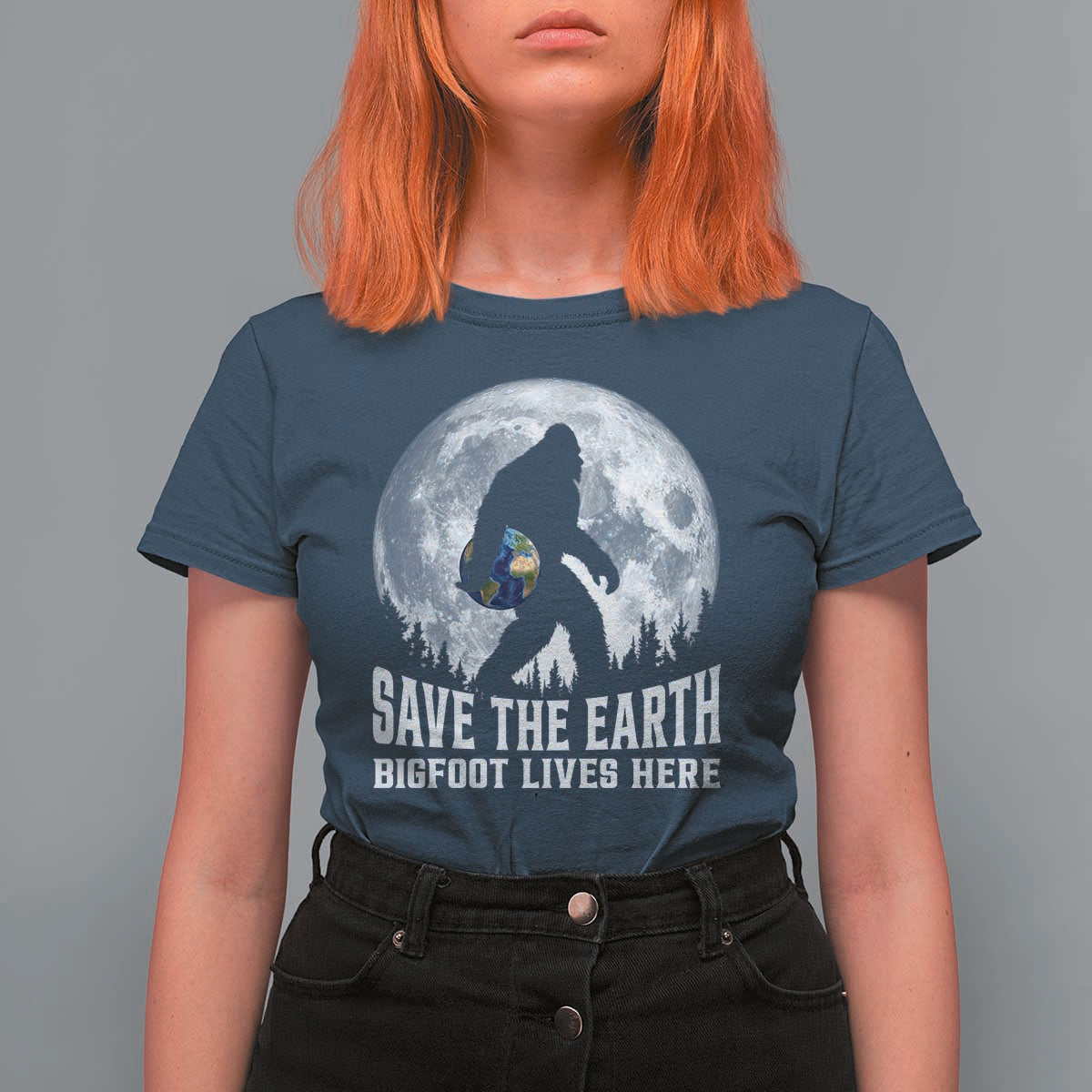 Save Our Planet Nature Lover T Shirt For Women Bigfoot Lives Here