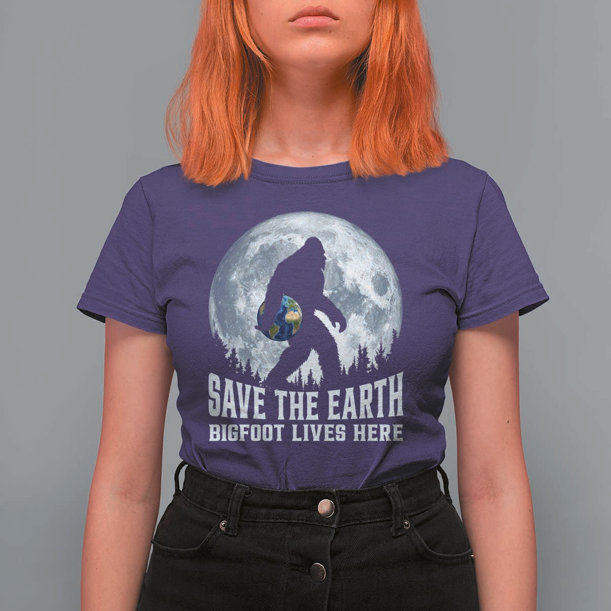 Save Our Planet Nature Lover T Shirt For Women Bigfoot Lives Here