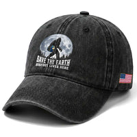 Save Our Planet Nature Lover Washed Cotton Baseball Cap Bigfoot Lives Here