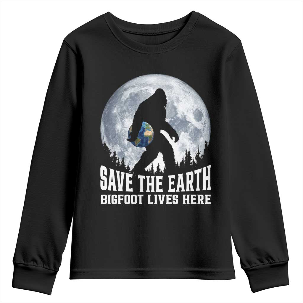 Save Our Planet Nature Lover Youth Sweatshirt Bigfoot Lives Here