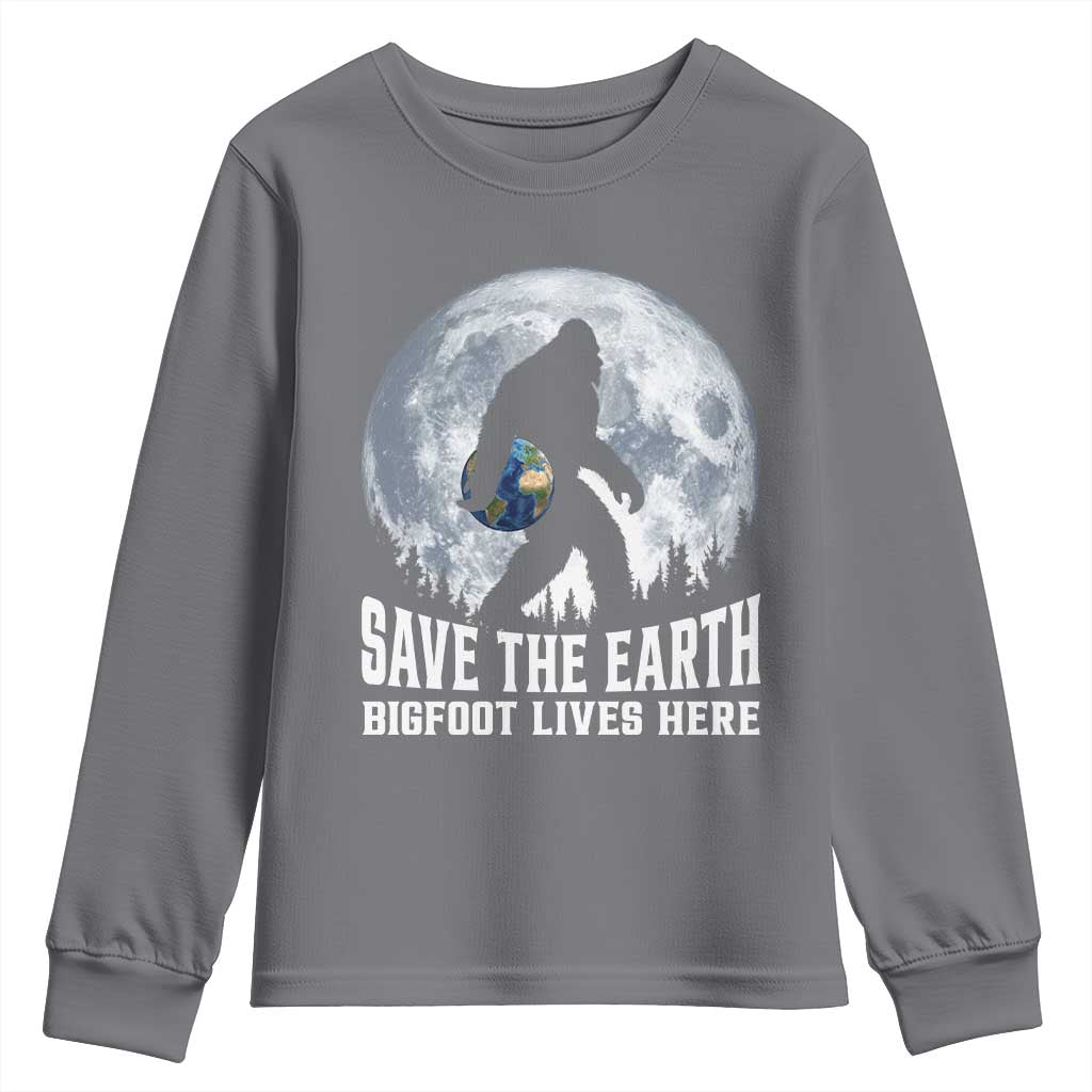 Save Our Planet Nature Lover Youth Sweatshirt Bigfoot Lives Here