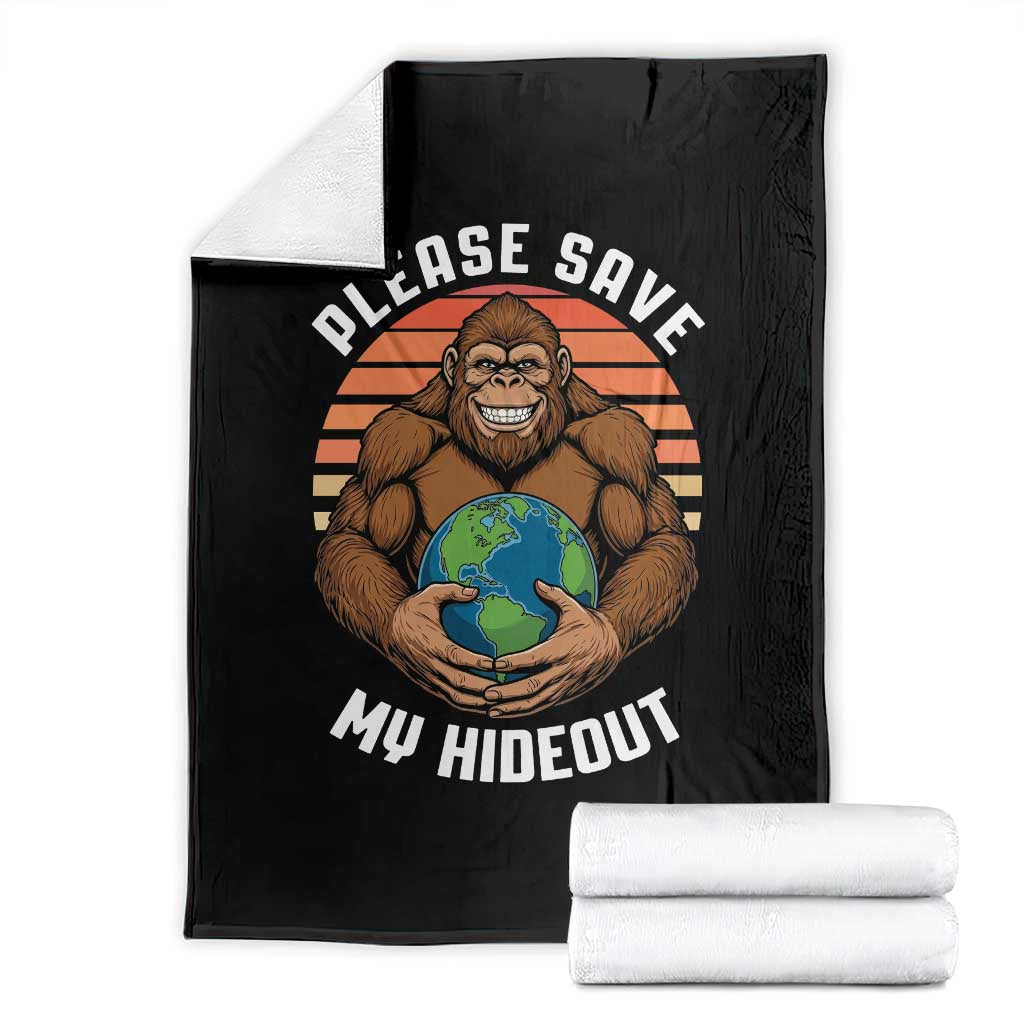 Funny Earth Day Bigfoot Throw Blanket Please Save My Hideout