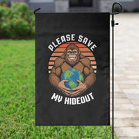 Funny Earth Day Bigfoot Garden Flag Please Save My Hideout