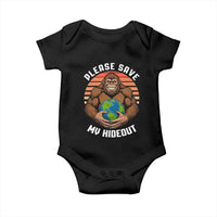 Funny Earth Day Bigfoot Baby Onesie Please Save My Hideout