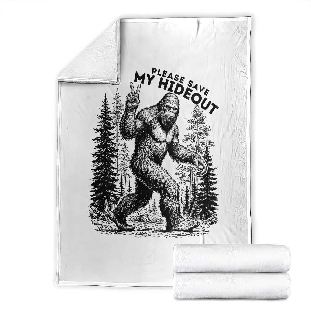 Please Save My Hideout Throw Blanket Bigfoot Forest Protector