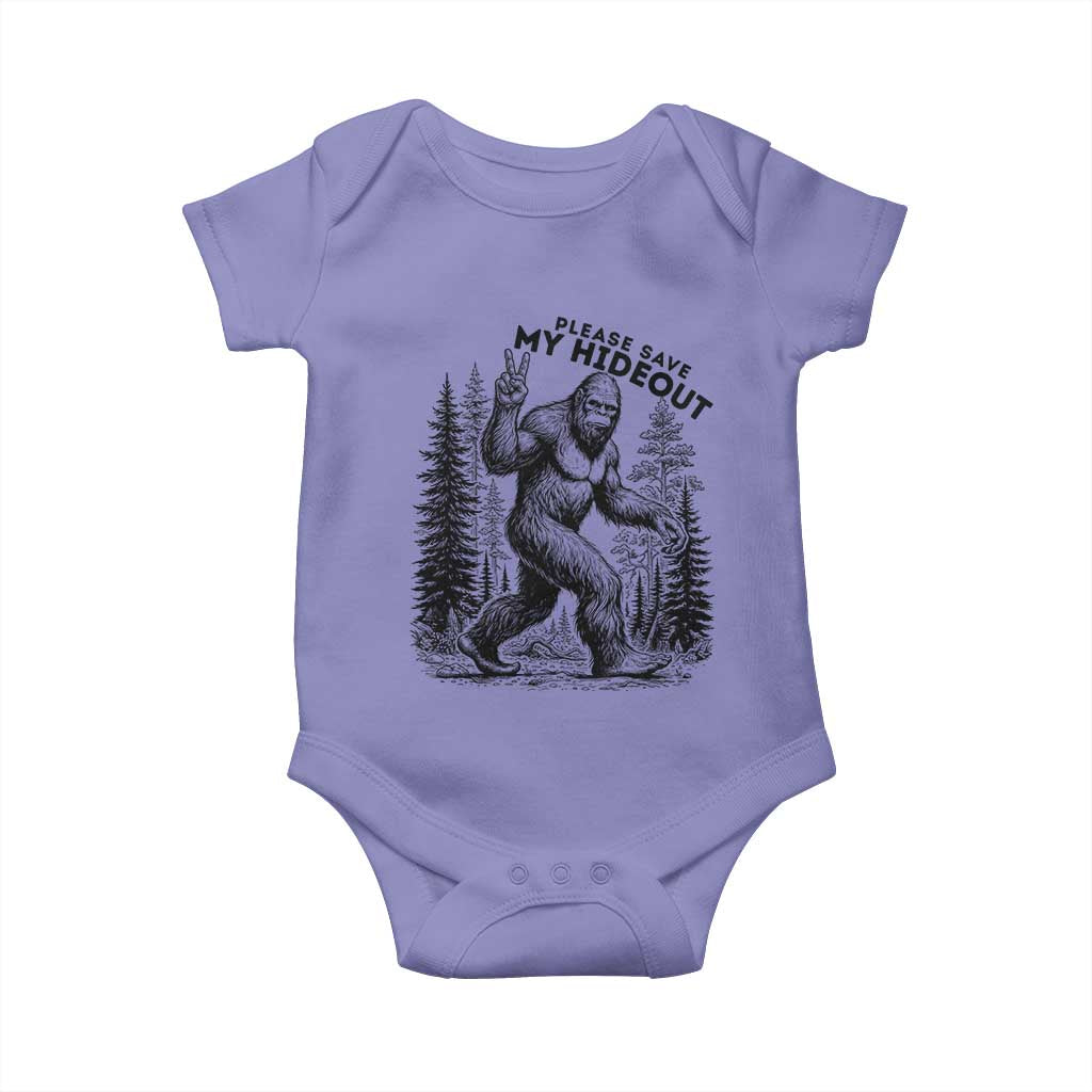 Please Save My Hideout Baby Onesie Bigfoot Forest Protector
