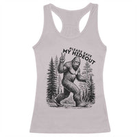 Please Save My Hideout Racerback Tank Top Bigfoot Forest Protector