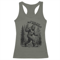 Please Save My Hideout Racerback Tank Top Bigfoot Forest Protector