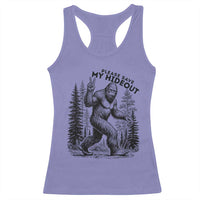 Please Save My Hideout Racerback Tank Top Bigfoot Forest Protector
