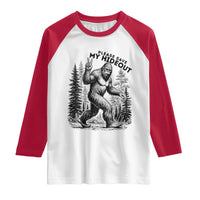 Please Save My Hideout Raglan Shirt Bigfoot Forest Protector