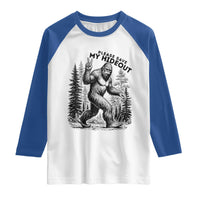 Please Save My Hideout Raglan Shirt Bigfoot Forest Protector