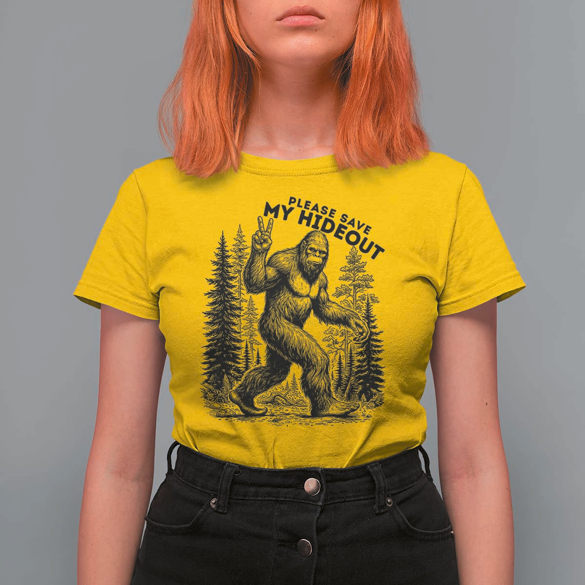 Please Save My Hideout T Shirt For Women Bigfoot Forest Protector