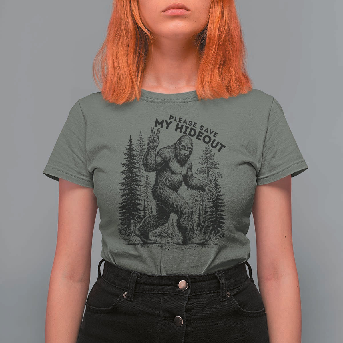 Please Save My Hideout T Shirt For Women Bigfoot Forest Protector