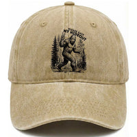 Please Save My Hideout Washed Cotton Baseball Cap Bigfoot Forest Protector