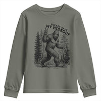 Please Save My Hideout Youth Sweatshirt Bigfoot Forest Protector