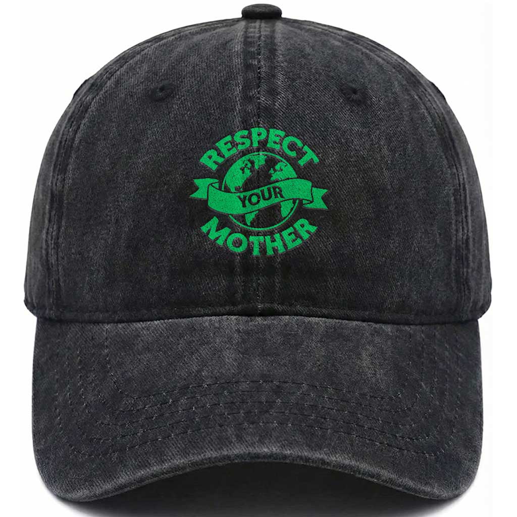 Respect Your Mother Washed Cotton Baseball Cap Earth Day Nature Lover Gift