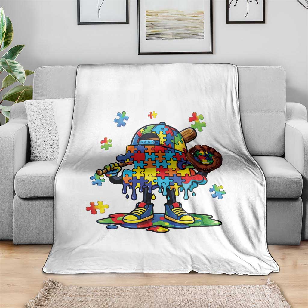 Autism Acceptance Baseball Throw Blanket Colorful Drip Graphic Neurodiversity Support